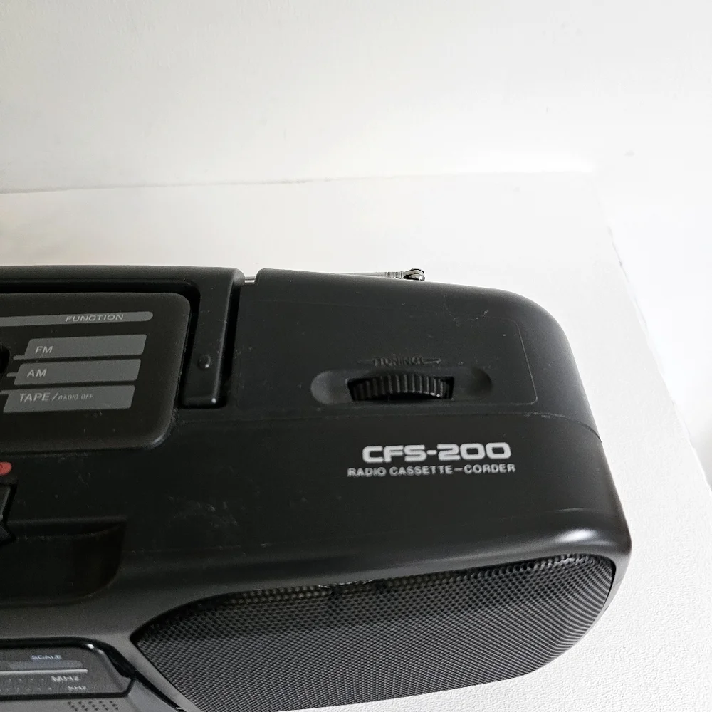 Sony CFS-200 Portable Black Boombox, Stereo Tape Player, Non Working Cassette